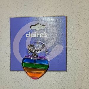 NWT Claire's RAINBOW heart charm